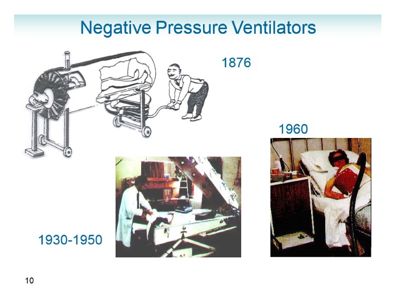 10 Negative Pressure Ventilators        1876 1930-1950 1960